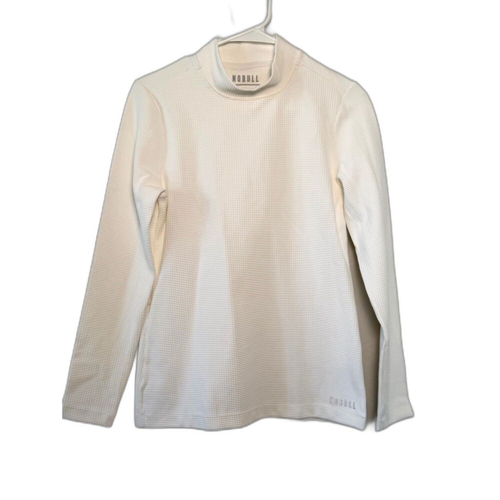 NOBULL White Waffle Knit Thermal Mock Neck Long Sleeve Top Women's Medium